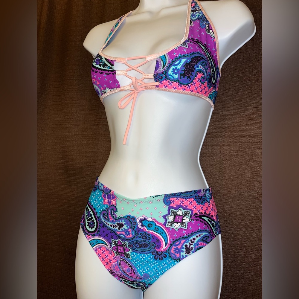 Sexy 2 Piece Rave / Dance Outfit S/M Halter Cheeky Bikini